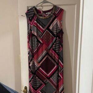 Studio One Pink and Black Geometric Maxi Dress